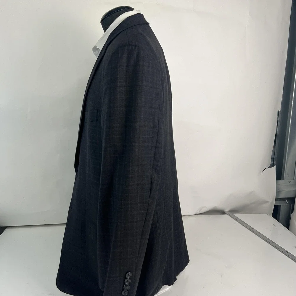 Brooks Brothers Blazer Mens 44 Gray Check Wool 1818 Madison Saxon USA Sport Coat